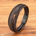 Pulseira Masculina Dupla em Couro